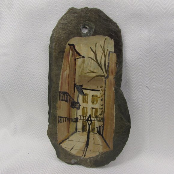 Pirates Alley New Orleans Hand Painted Rustic Slate Art Painting 3" x 6" - Picture 3 of 7